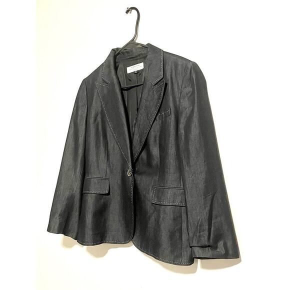 Tahari Blazer Women’s 14P Charcoal Career Jacket Lined Work Wear - Picture 2 of 8